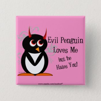 Penguin In Love Bling Pinback Button by audrart at Zazzle
