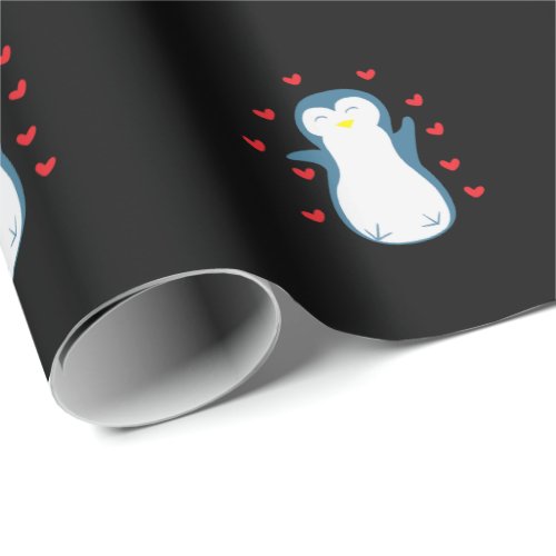 penguin in love wrapping paper