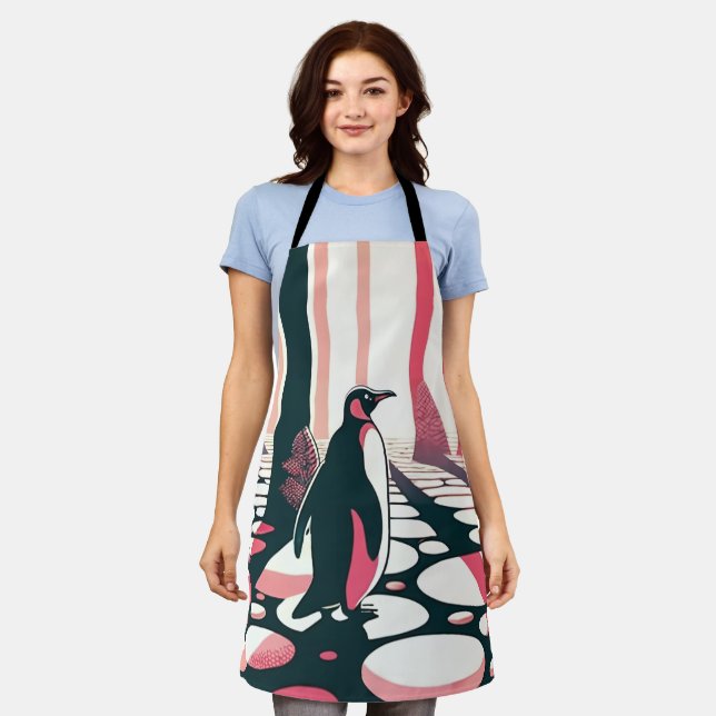 Penguin In Pink Salmon Dark Magic Mystical  Apron (Worn)