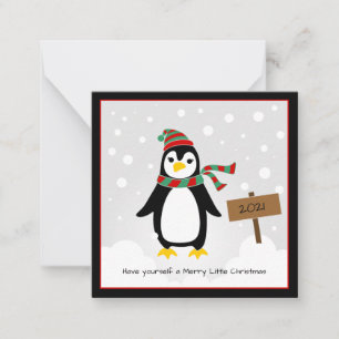 Penguin in the Snow Christmas Mini Note Card