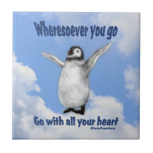 Penguin Inspirational Confucius Quote Ceramic Tile