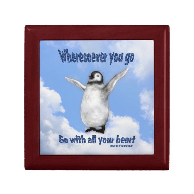 Penguin Inspirational Confucius Quote Jewelry Box (Front)