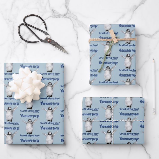 Penguin Inspirational Confucius Quote   Wrapping Paper Sheets (Front)