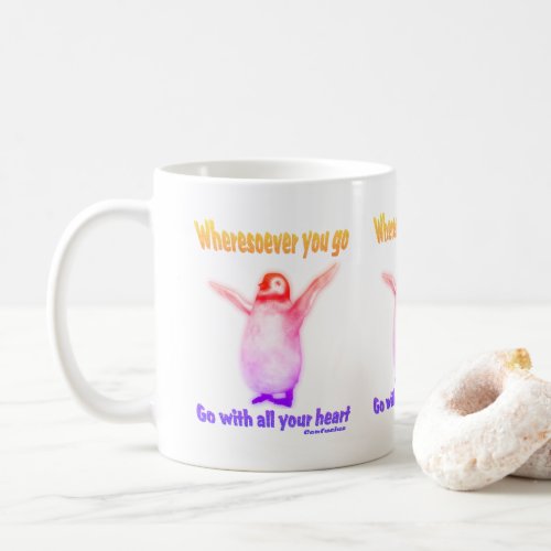 Penguin Inspirational Happiness Confucius Quote  Coffee Mug