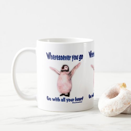 Penguin Inspirational Happiness Confucius Quote  Coffee Mug