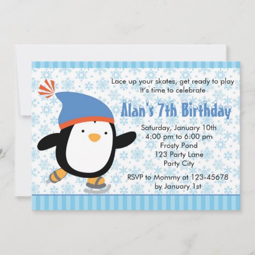 Penguin Invitation _ Boys Birthday Snowflake
