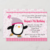 Penguin Invitation - Girls Birthday (Snowflake) (Front/Back)