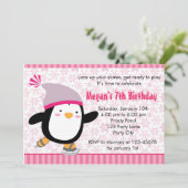 Penguin Invitation - Girls Birthday (Snowflake) (Standing Front)