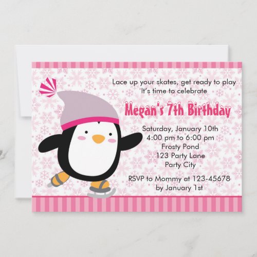 Penguin Invitation _ Girls Birthday Snowflake