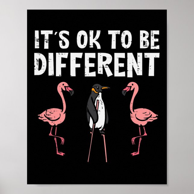 Penguin Its Okay To Be Different Flamingo Men Wome Poster (Front)