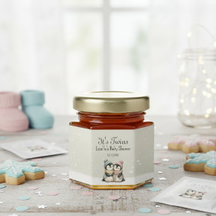 Penguin Its Twins Neutral Baby Shower Winter Theme Honey Jar Favors