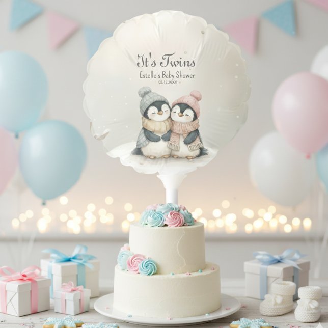 Penguin Its Twins Winter wonderland Baby Shower  Balloon (Creator Uploaded)