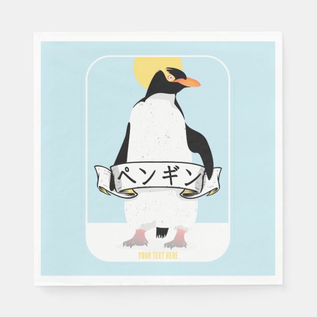 Penguin Japanese writing that reads penguin Napkins (Front)