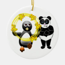 PENGUIN JUGGLING DUCKS PANDA BEAR DISAPPROVING ORN