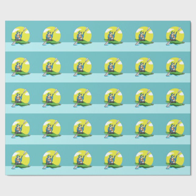 Penguin Kayaking Wrapping Paper (Seam)