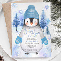 Penguin knitted hat Snowflakes Silver Blue  Invitation