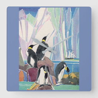 penguin land square wall clock