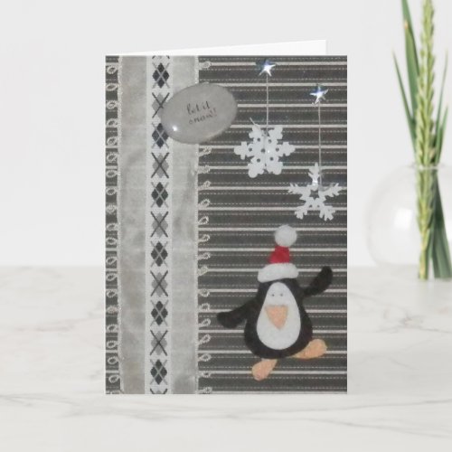 Penguin Let it Snow Holiday Greeting Card Yule