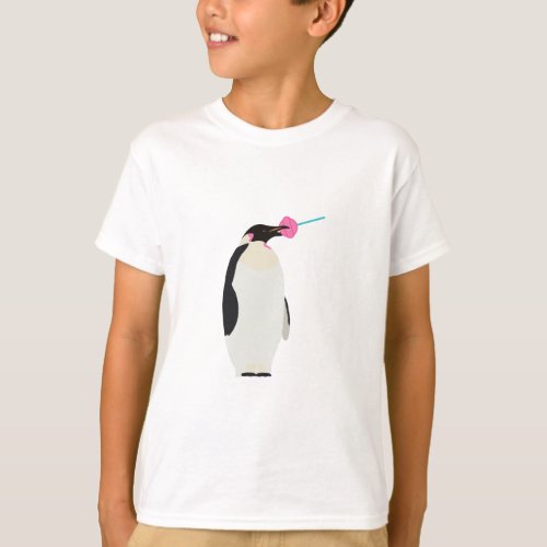 Penguin Licking a Pink Lollipop T_Shirt