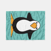 Penguin Likes to Cuddle Teal Fleece Blanket (Front (Horizontal))