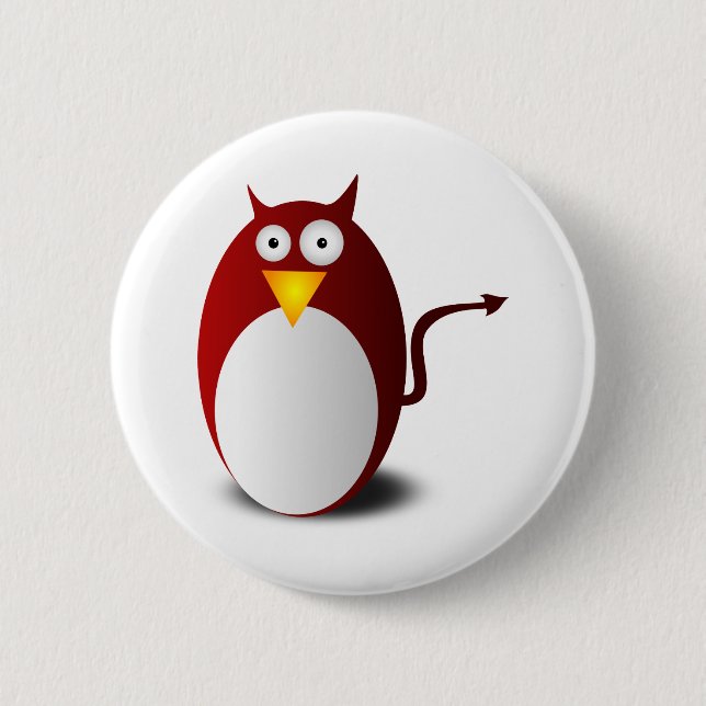 Penguin Linux Tux Ubuntu Devil Evil Demon Button (Front)