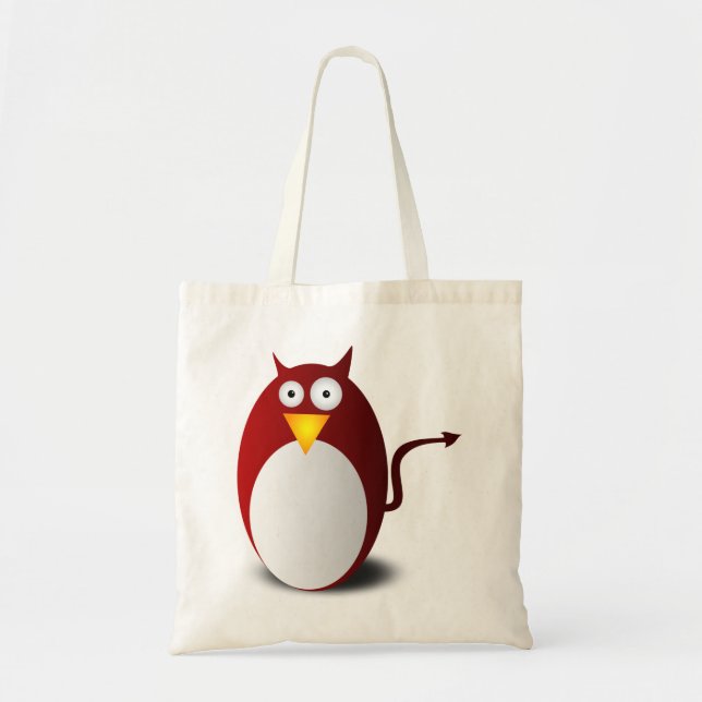 Penguin Linux Tux Ubuntu Devil Evil Demon Tote Bag (Front)