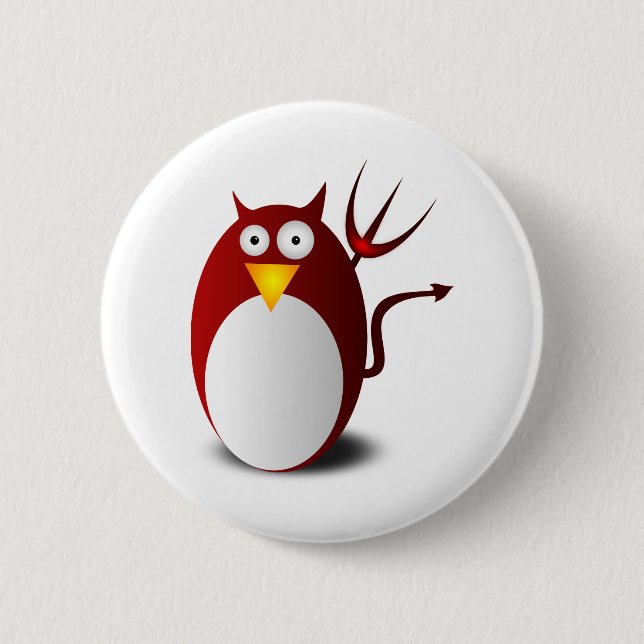 Penguin Linux Tux Ubuntu Devil Trident Lucifer Button (Front)
