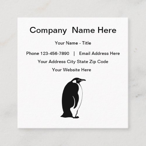 Penguin Logo Unique Square Business Card
