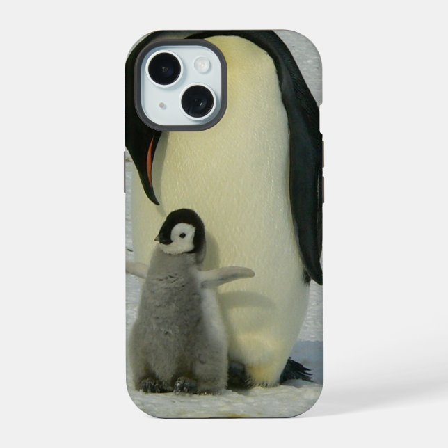 Penguin Looking at Chick Iphone Case (Back)