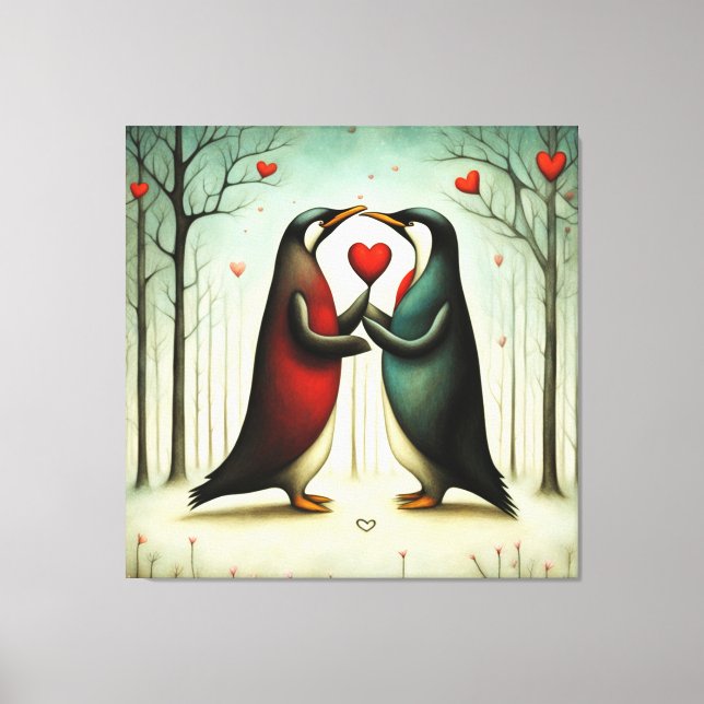 Penguin Love 2 Canvas Print (Front)