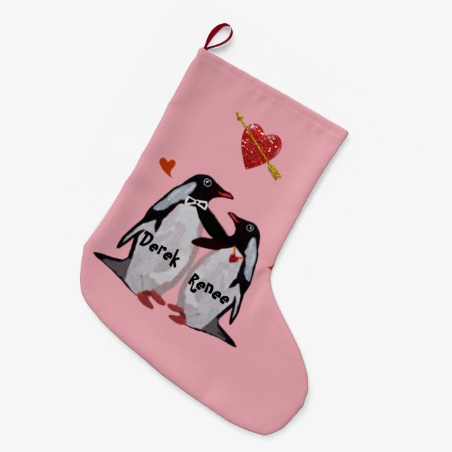Penguin Love Christmas Stockings (Front (Hanging))