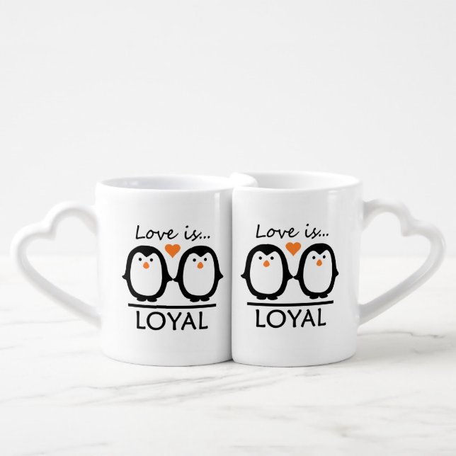 Penguin Love couple's mugs (Front Nesting)