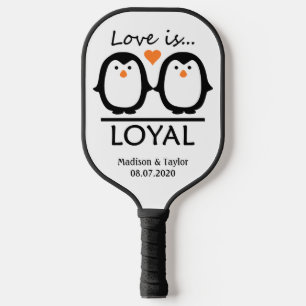Penguin Love custom names & date Pickleball Paddle