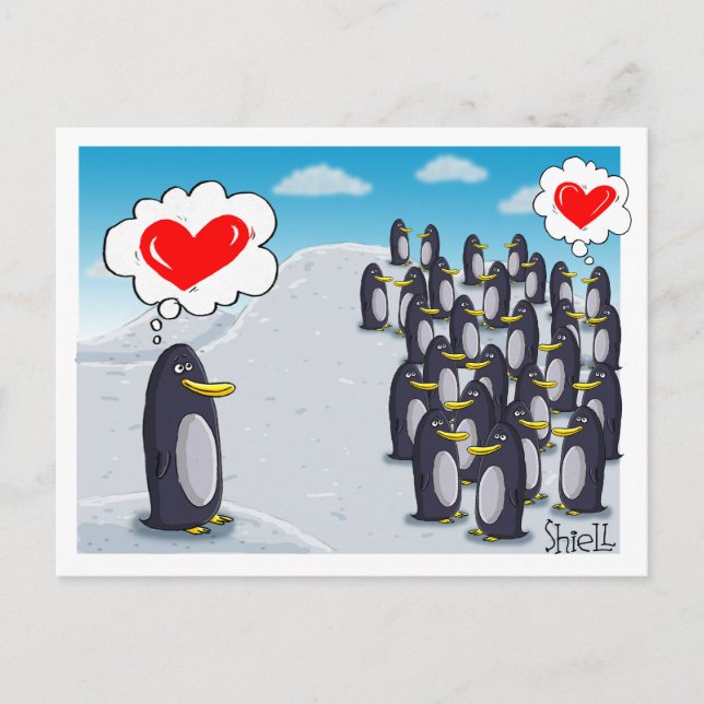 Penguin Love for Valentines funny valentines card  (Front)