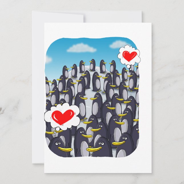 Penguin Love for Valentines  Holiday Card (Front)