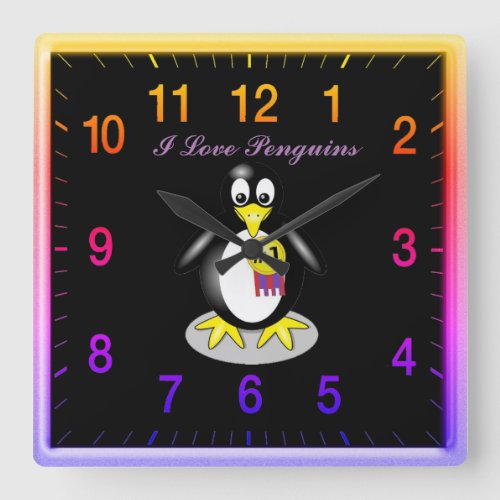 Penguin Love Gold Clock