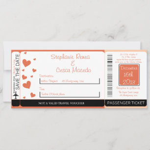 Penguin Love/Hear Boarding Pass Wedding Invitation