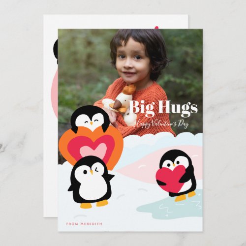 Penguin Love Hugs Children Photo Greeting Card