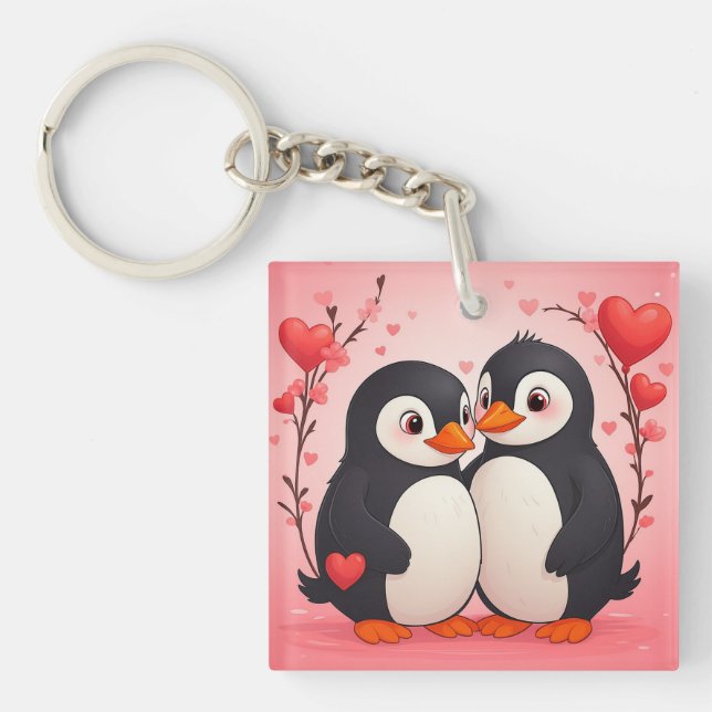 Penguin Love Message From Husband Acrylic Keychain (Front)