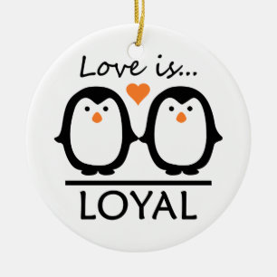 Penguin Love ornament, customize Ceramic Ornament