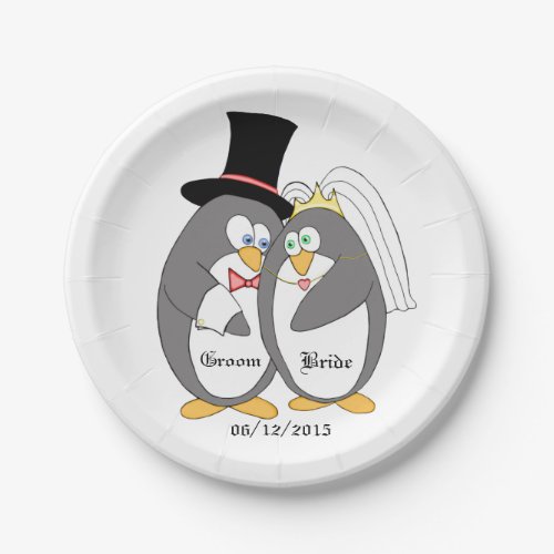 Penguin Love Paper Plates