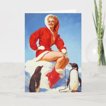 Penguin Love Pin-up Greeting Card by VintageBeauty at Zazzle
