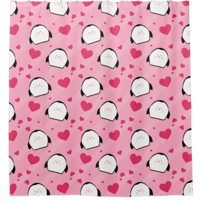 Penguin Love Shower Curtain (Front)