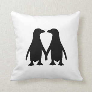 Penguin love throw pillow
