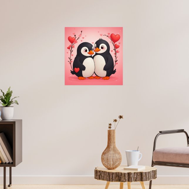 Penguin Love Valentine's Day Poster (Living Room 3)