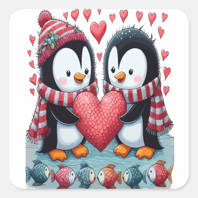 Penguin Love Valentine's Day Sticker (Front)