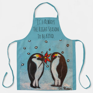 Penguin Love Whimsical Art Apron