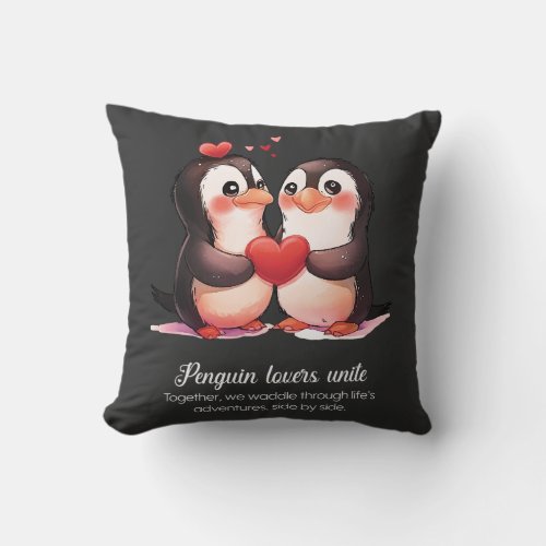 Penguin Lovers _ Valentines Day special Throw Pillow