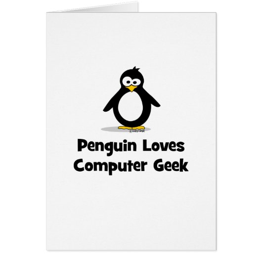 Penguin Loves Computer Geek Cards (Front)