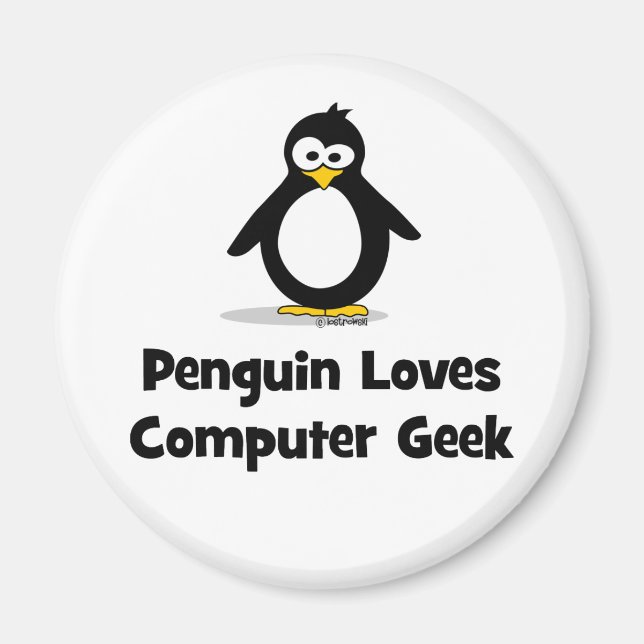 Penguin Loves Computer Geek Magnet (Front)